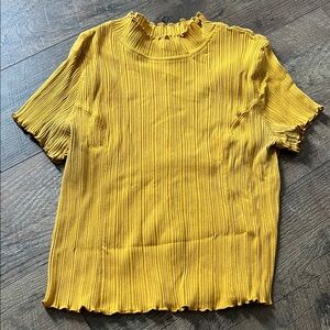 wild fable Mustard Yellow Ribbed Short Sleeve Top